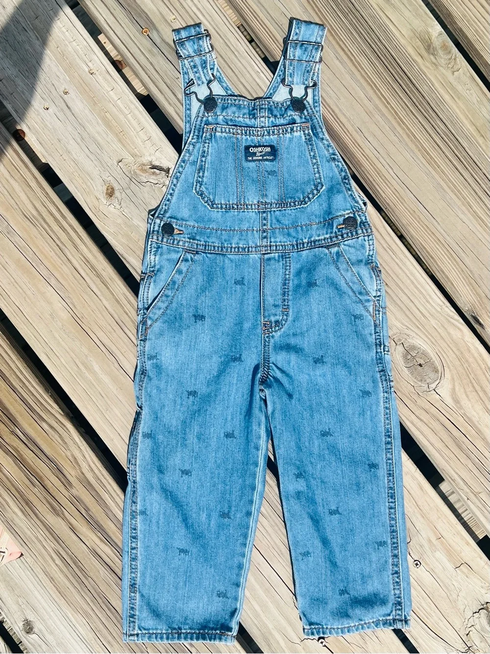 •OshKosh 3T Train Print Denim Overalls! EUC!
